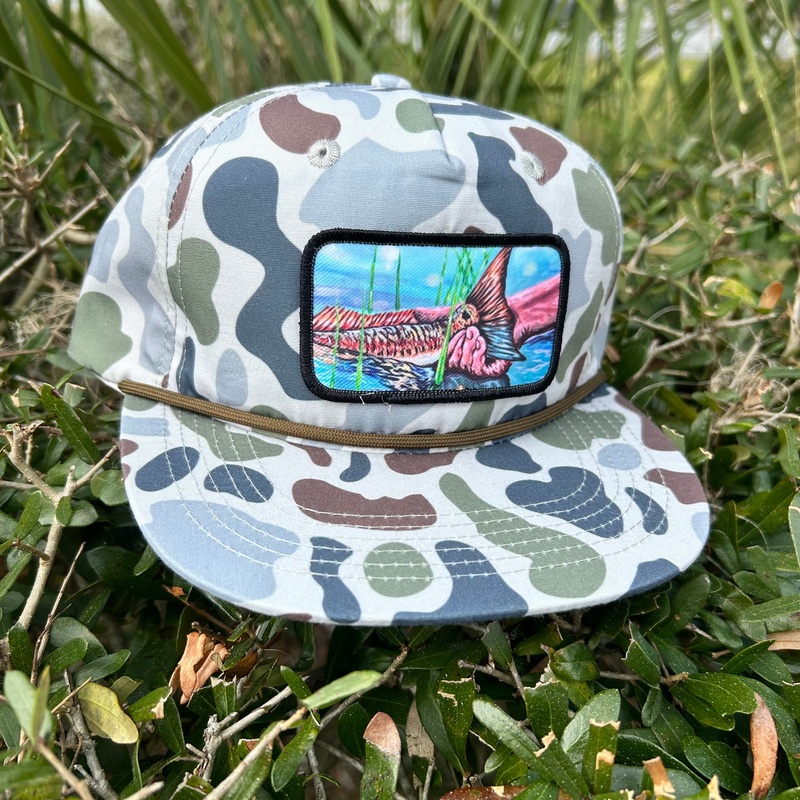 Redfish Release Patch Hat|Grey/White Trucker|Grey/Black Trucker|Grey/Grey Trucker|Blue/Steel Trucker|Olive/Tan Trucker|Black/Black Trucker|Brackish Camo/Smoke Trucker|Marsh/Sand Trucker|Delta Camo/Chocolate Trucker|Yupoong Camo Trucker|Moss Green/Tan Rope