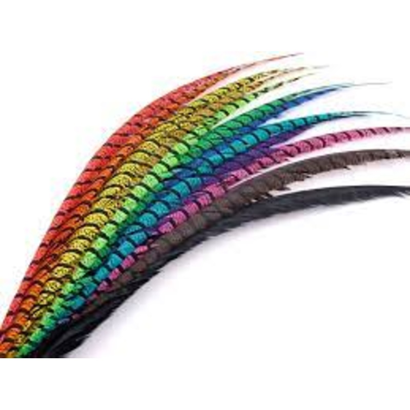 Lady Amherst Feather|Silver Doctor Blue|Chartreuse|Red|Dark Blue|Fuschia|Fl.Orange|Purple|Natural White|Yellow|Forest Green