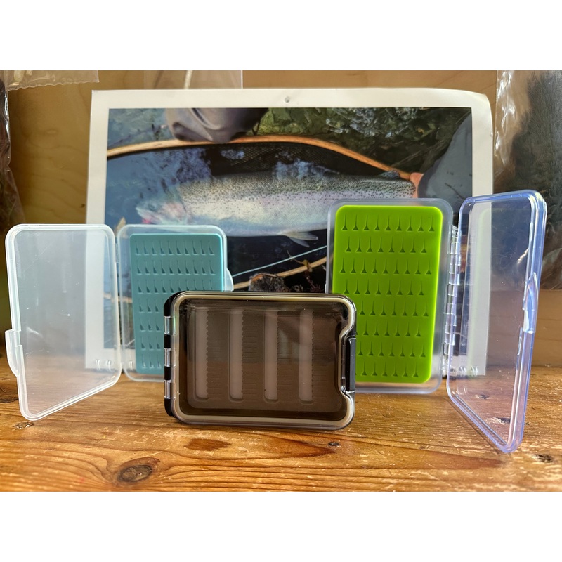 Nile Creek Fly Boxes|Small Black Water Resistant Fly Box|Small Blue Foamed Fly Box|Small Green Silicone Fly Box