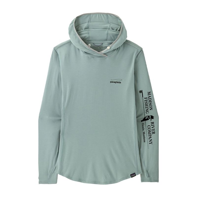Patagonia MRFC Logo Womens Tropic Comfort Natural Graphic Hoody Casting Logo: Thermal Blue