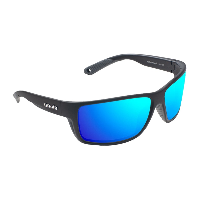 Bajio Bales Beach Sunglasses Black Matte Blue Mirror