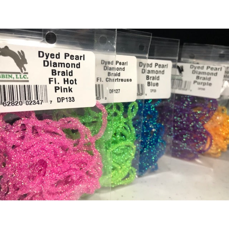 Dyed Pearl Diamond Braid|Fl Chartreuse|Fl Hot Pink|Fl Orange|Pearl|Purple|Blue