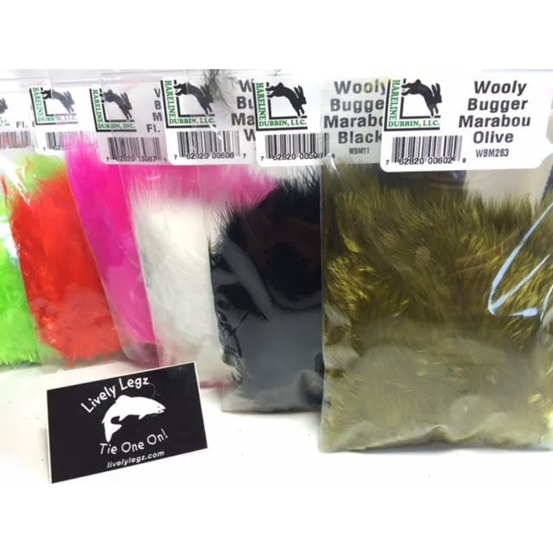 Woolly Bugger Marabou|Black|White|Olive|FL. Hot Pink|Hot Orange|Fl. Chartreuse|Brown|Fl Fuchsia|Kingfisher Blue|Purple|Red|Rusty Brown|Sculpin Olive