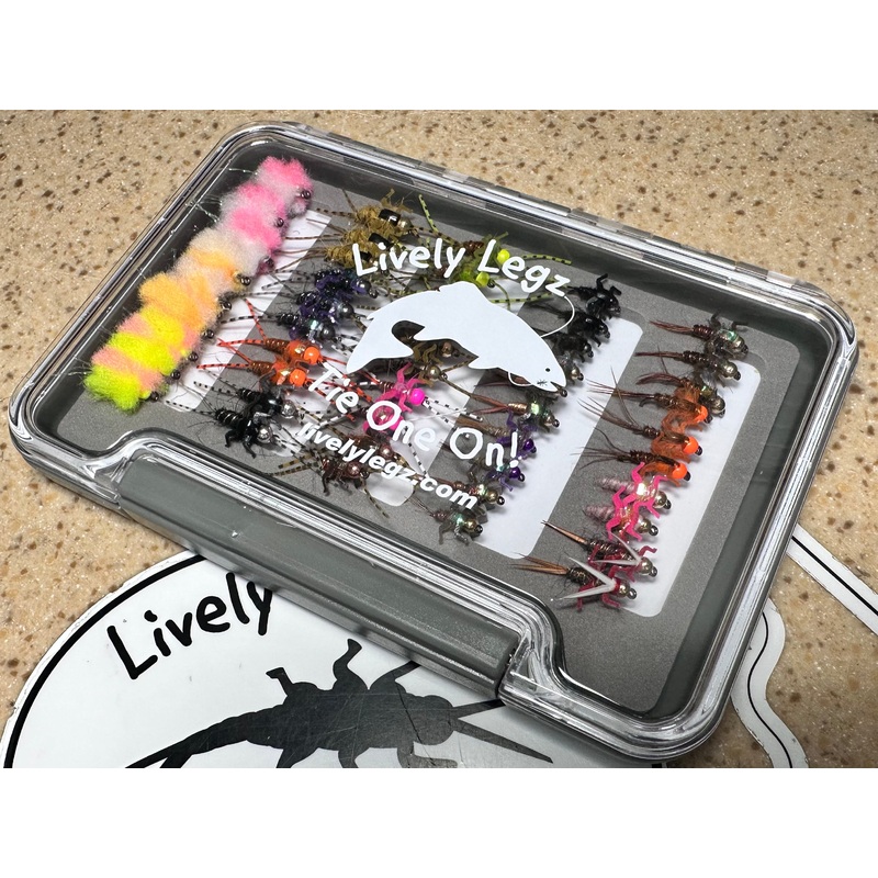 Lively Legz Steelhead & Big Stockies Series 2x Strong Barbed/ Tungsten Small Slim Fly Box (49 Flies)