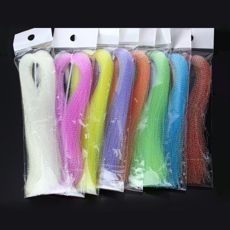 Dyed-Pearl Flashabou Accent Fly Tying Materials 1/69 Wide By 12 Long