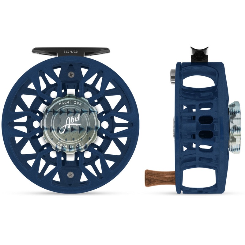 Abel SDS Fly Reel|7/8|9/10|Striper|Black W/ Grateful Dead Drag Knob|Satin Deep Blue W/ Striper Drag Knob|Ball and Buck|Solid|Ported