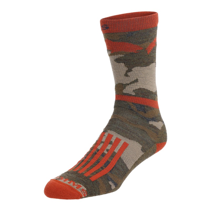 Simms M’s Daily Sock|Regiment Camo Olive Drab|Woolly Bugger Steel|Medium|Large|X Large
