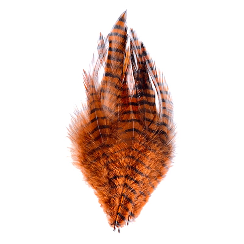 MFC Barred Saddle Hackle|Burnt Orange|Olive|Purple|Tan|White|Yellow