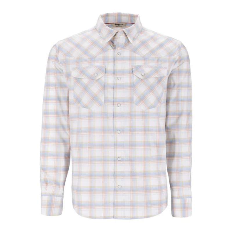 Simms M’s Brackett LS Shirt|White Brackett|Backcountry Clover Plaid|Small|Medium|Large|X Large|XX Large