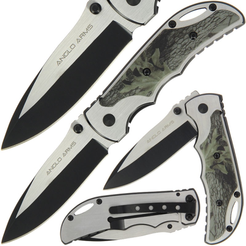 Anglo Arms Lock Knife – Two Tone Camo with SS Handle