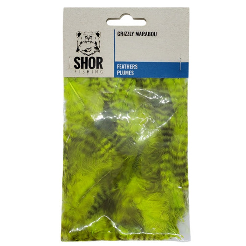 SHOR GRIZZLY MARABOU|OLIVE|CHARTREUSE|BURNT ORANGE|YELLOW