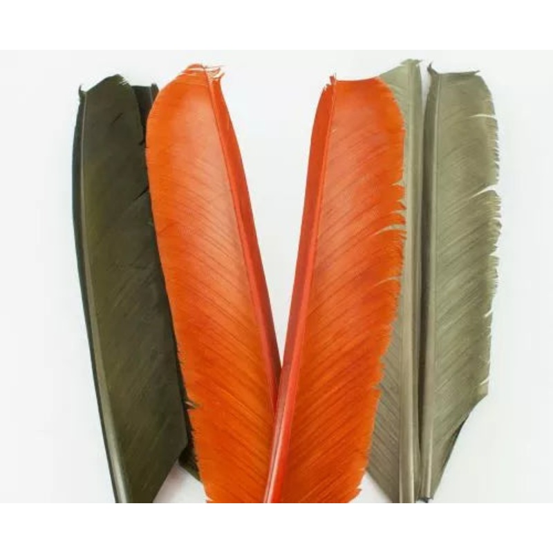 TURKEY BIOT QUILLS|BLACK|HOT ORANGE|OLIVE|RED|WHITE|YELLOW|BROWN|CADDIS GREEN