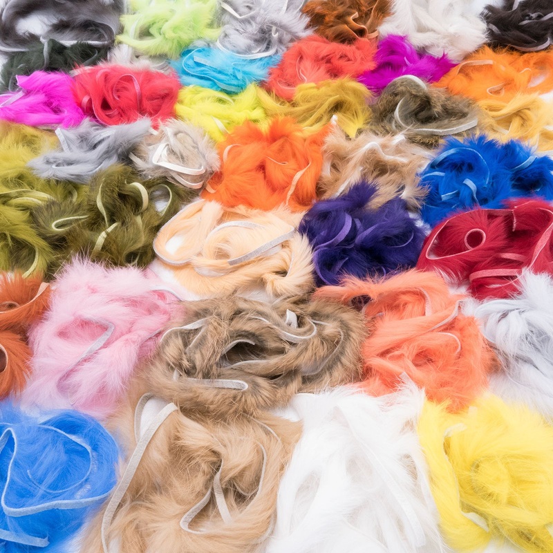 Hareline Rabbit Strips|Baby Blue|Black|Bright Purple|Brown|Burgundy|Charcoal|Chartreuse Green|Chinchilla|Crawfish Orange|Cream|Dark Brown|Dark Olive|Flesh|Fluorescent Blue|Fluorescent Flame|Fluorescent Fuchsia|Fluorescent Orange|Fluorescent Pink|Fluoresce