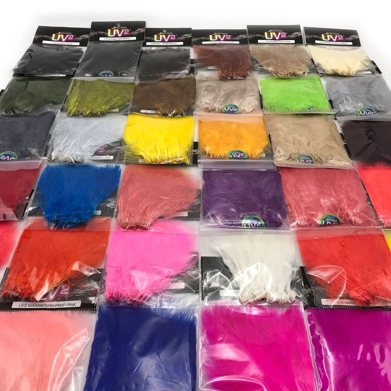 Spirit River UV2 Marabou|Black Raven|Cahill Cream|Callibaetis|Cerise|Damsel Olive|Dark Brown|Dark Olive|Fluorescent Blue|Fluorescent Chartreuse|Fluorescent Flame Red|Fluorescent Orange|Fluorescent Pink|Fluorescent White|Fluorescent Yellow|Ginger|Golden Ol