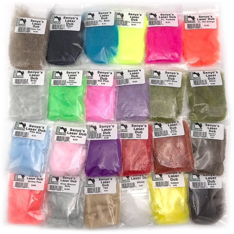 Hareline Senyo’s Laser Dub|Black|Brown|Dark Tan|Fluorescent Blue|Fluorescent Chartreuse|Fluorescent Fuchsia|Fluorescent Hot Orange|Green Chartreuse|Grey|Hot Pink|Lavender|Light Olive|Olive|Pale Blue|Pale Pink|Purple|Red|Rusty Bronze|Sculpin Olive|Shrimp P