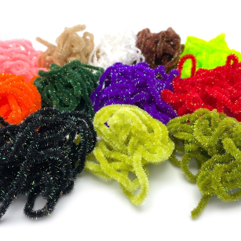Hareline Ice Dub Chenille|Black|Brown|Chartreuse|Light Olive|Olive|Orange|Peacock|Pearly White|Purple|Red|Shrimp Pink|Tan