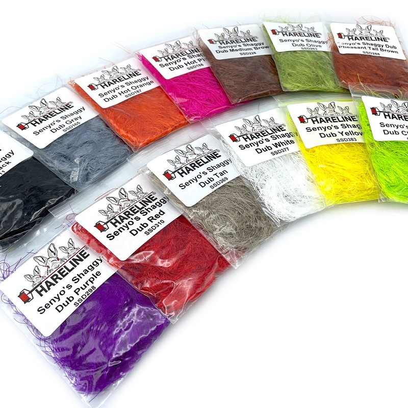 Hareline Senyo’s Shaggy Dub|Black|Chartreuse|Gray|Hot Orange|Hot Pink|Medium Brown|Olive|Pheasant Tail Brown|Purple|Red|Tan|White|Yellow