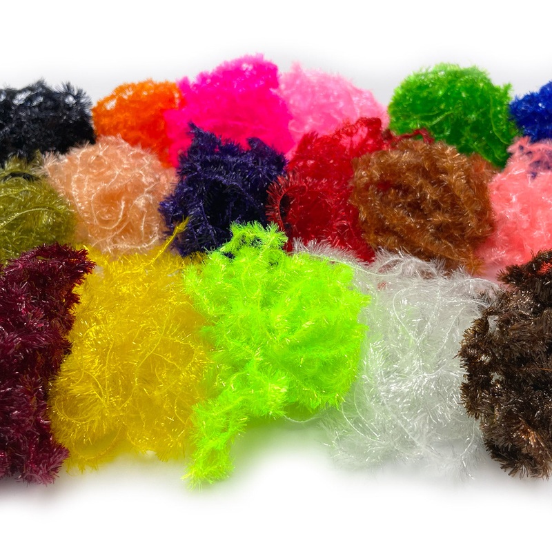 Hareline Ice Chenille|Medium|Large|Black|Blue|Chartreuse|Clear|Dark Brown|Fiery Orange|Fluorescent Fuchsia|Hot Pink|Kelly Green|Olive|Peachy Flesh|Purple|Red|Root Beer|Shrimp Pink|Wine|Yellow
