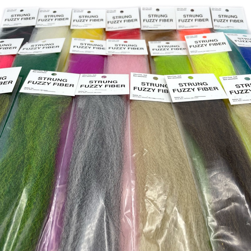 Strung Fuzzy Fiber|Black|Brown|Chartreuse|Cream|Deep Purple|Forest Green|Golden Brown|Gray|Green Olive|Hot Pink|Light Blue|Neon Blue|Neon Yellow|Olive|Orange|Red|Rusty Brown|Salmon Pink|Tan|White|Yellow