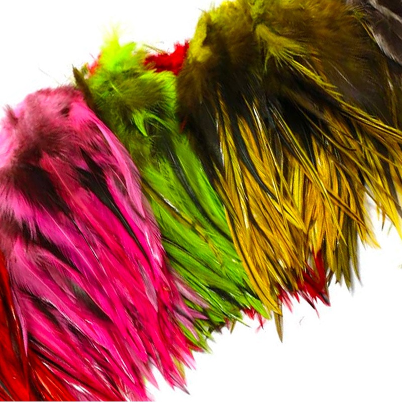 Hareline Badger Saddle Hackle|Chartreuse|Hot Orange|Hot Pink|Natural Badger|Olive|Red|Yellow