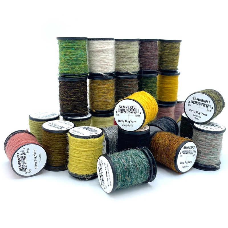 Semperfli Dirty Bug Yarn|Black|Caddis Brown|Caddis Pupa|Chartreuse|Cinnamon|Danica|Dark Olive|Dirty Dark Olive|Dirty Pale Olive|Golden Olive|Green Olive|Grey Caddis|High Contrast Olive|Ivory|Litchen|Mottled Caddis|Mottled Caddis Green|Mottled Chironomid|M