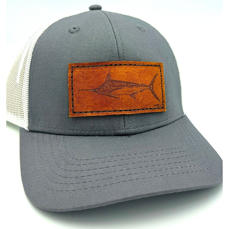 Performance Trucker Hat – Blue Marlin Leather Patch