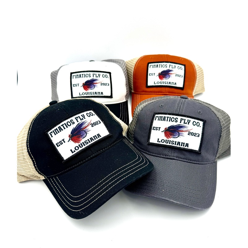 FFC White Patch Hat|Gray- Light Grey Mesh|Streamer Orange|Black- Tan Mesh|White-Grey Mesh-Black Bill