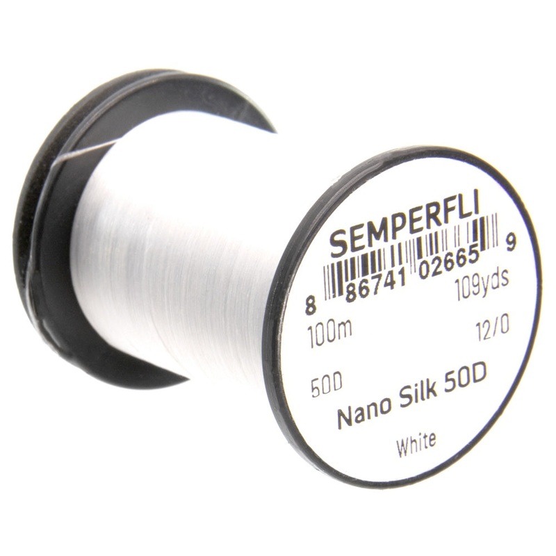 Semperfli Nano Silk|Nano Silk 30D – Copper (18/0)|Nano Silk 50D – Black (12/0)|Nano Silk 50D – Olive (12/0)|Nano Silk 50D – Orange (12/0)|Nano Silk 50D – Red (12/0)|Nano Silk 50D – White (12/0)|Nana Silk 50D – Yellow (12/0)