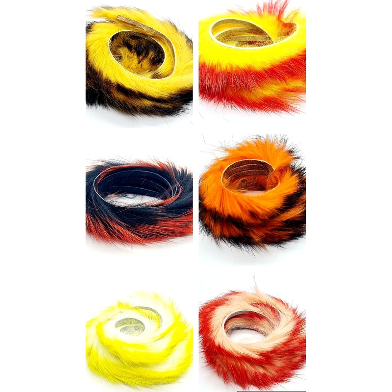 Rabbit Zonker Strips 2 Tone|Black/Hot Orange|Flame Thrower|Yellow Dancer|Hot Orange/Black|Pink Dancer|Orange Dancer|Twister|Fluff Cat|Black/Olive|Viva