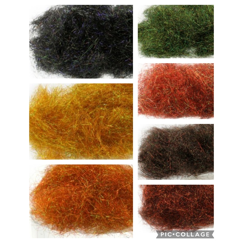 Sybai Peacock Dubbing|Gold|Dark Olive|Cinnamon|Reddish|Copper Brown|Dark Brown|UV Black|Black|UV Dark Blue|Green