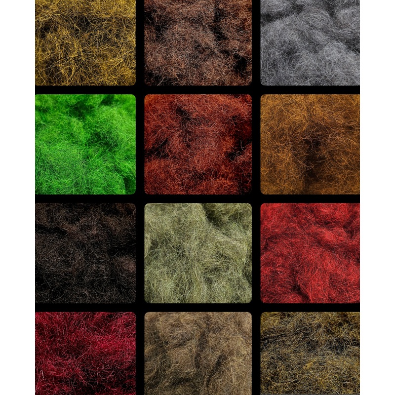Shabby Dubbing|Golden Olive|Fiery Brown|Claret|Highland Peat|Dark Olive|Bibio Red|Light Cow Dung|Dirty Olive|Grey|Chocolate|FL Green|Dark Stout