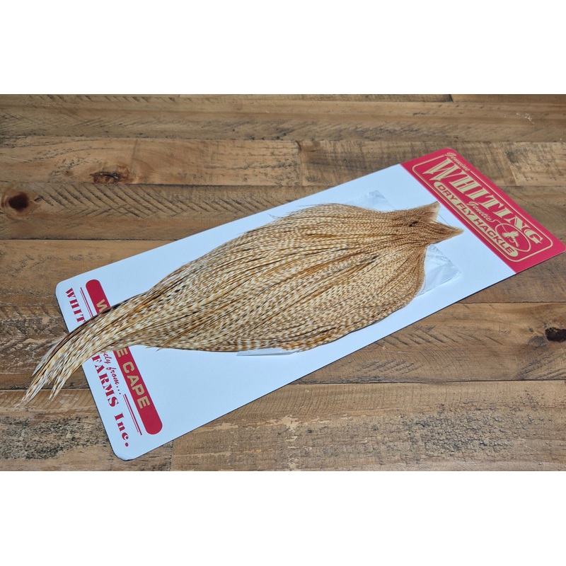 Whiting Farms – Commercial Grade Dry Fly Rooster Cape – Barred Medium Ginger