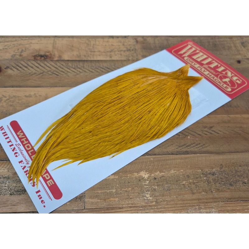 Whiting Farms – Commercial Grade Dry Fly Rooster Cape – White Dyed Copper Olive