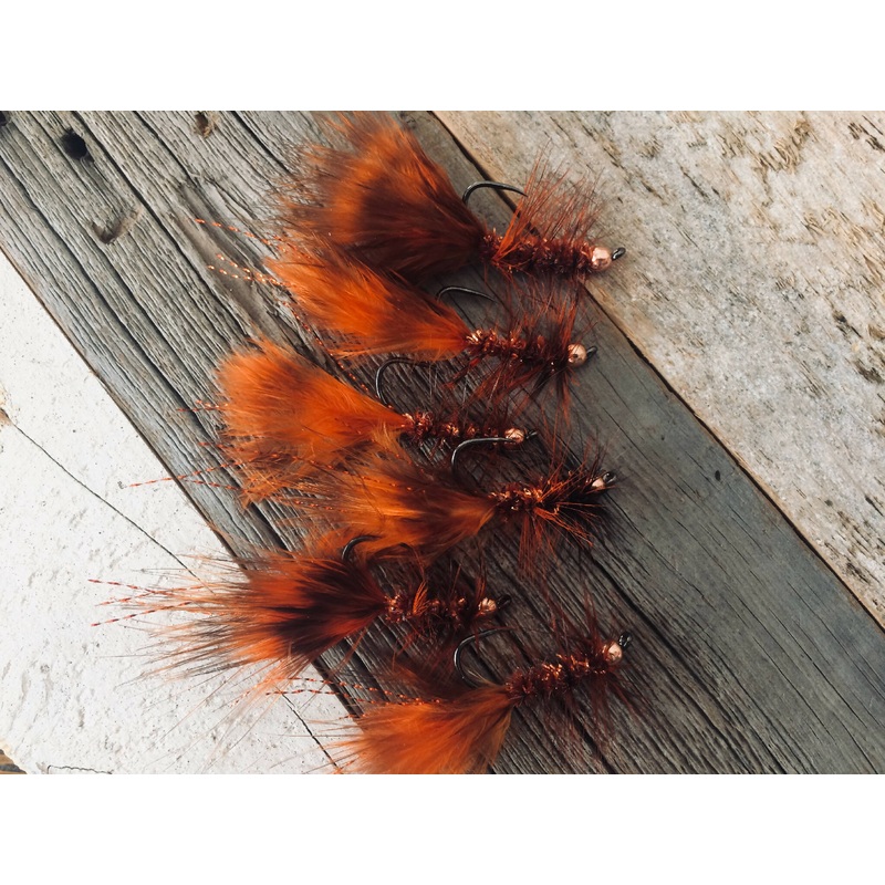 Beadhead Woolly Bugger- Rusty Craw (6 pk)