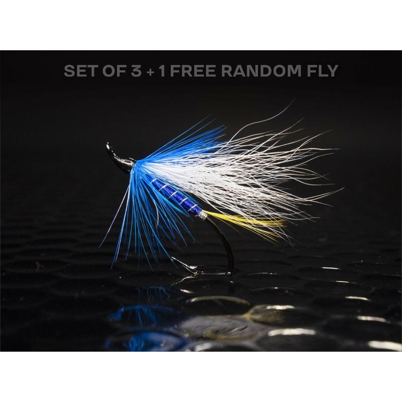 3 Big Intervale Blue + 1 FREE random salmon fly
