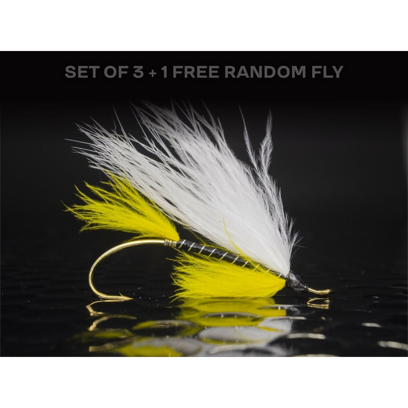 3 Black Ghost + 1 FREE random salmon fly
