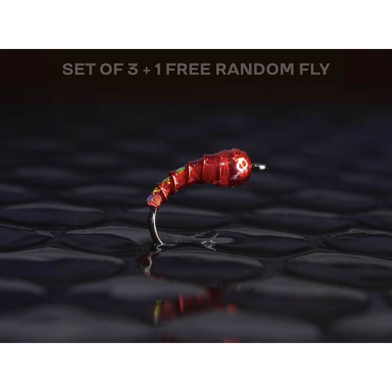 3 bloody midge + 1 FREE random fly