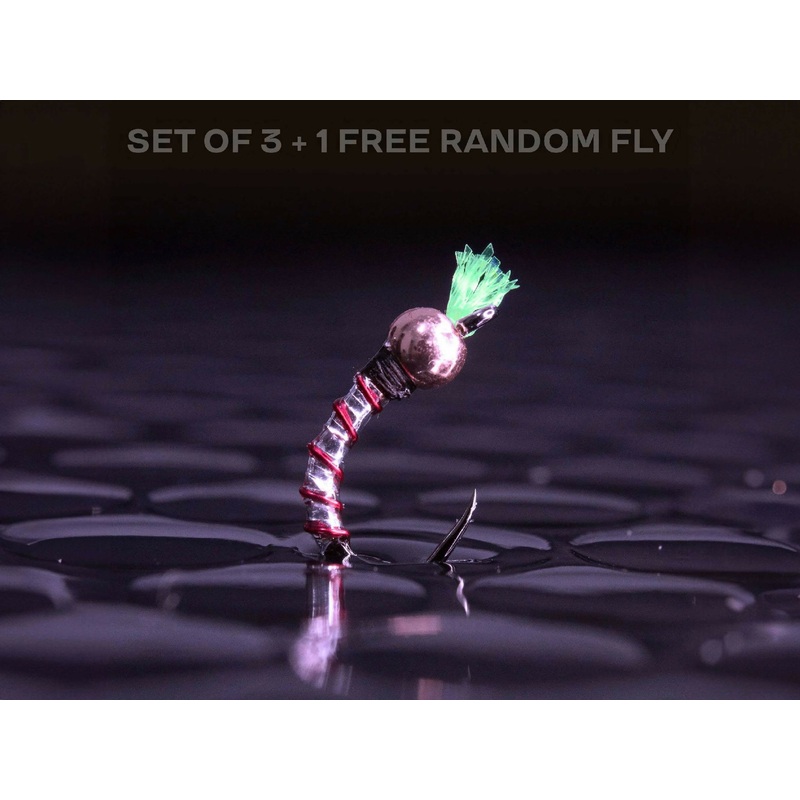 3 Glow-it chironomid + 1 FREE random fly