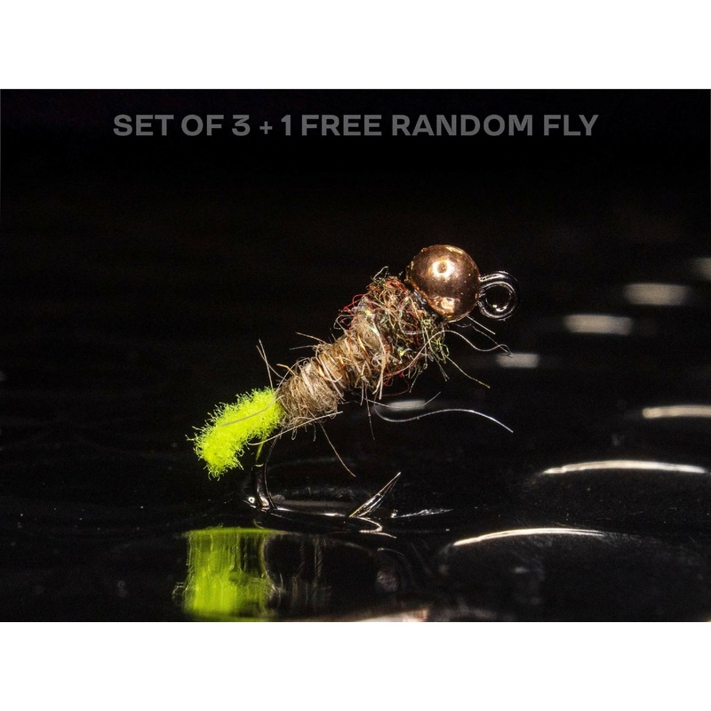 3 hot spot caddis + 1 FREE random fly