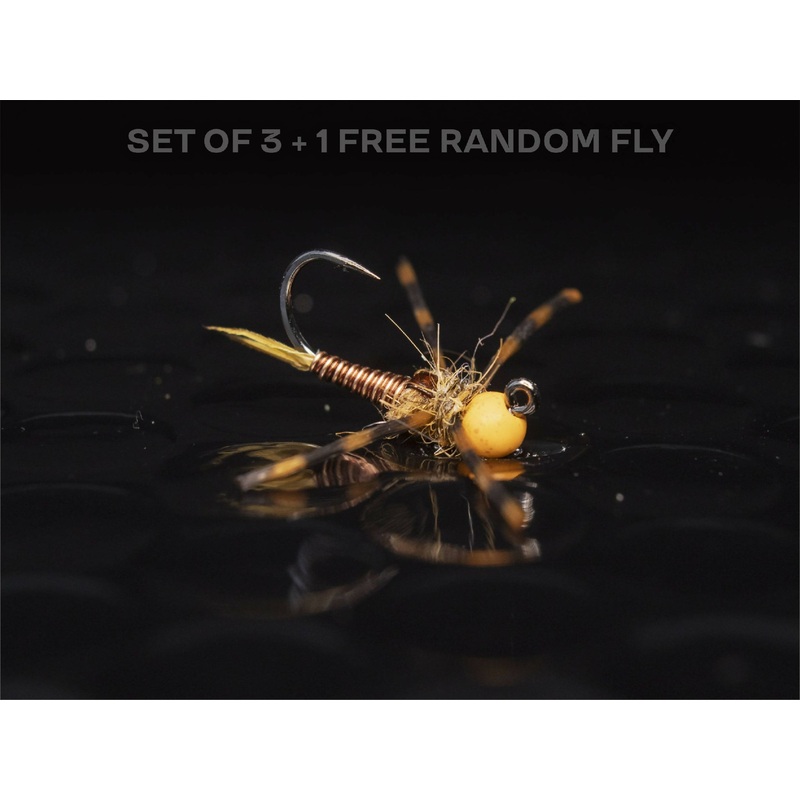 3 Orange Copper John + 1 FREE random fly