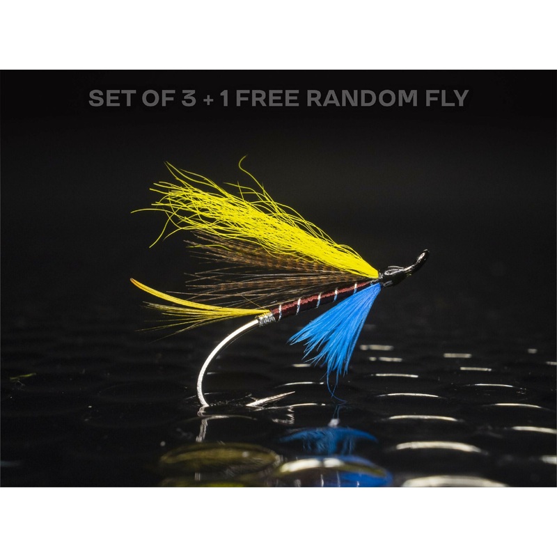 3 Purple Blue Charm + 1 FREE random salmon fly
