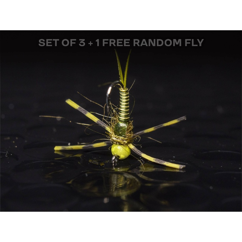 3 Olive Copper John + 1 FREE random fly