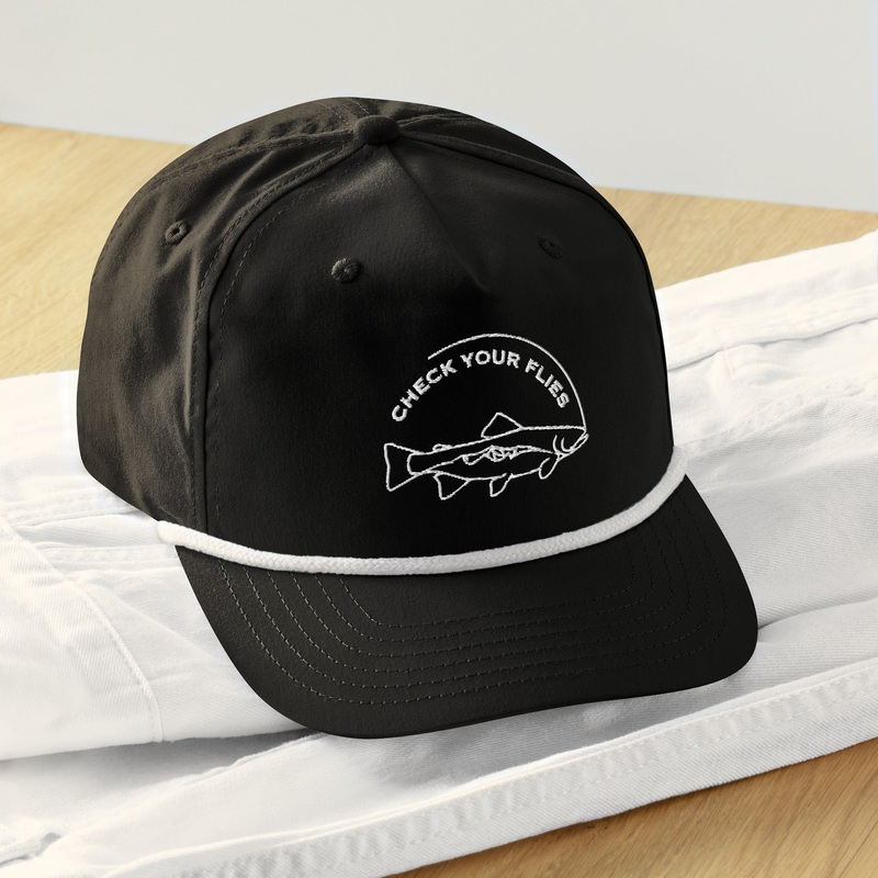 Check Your Flies – Rope Hat – Black / White