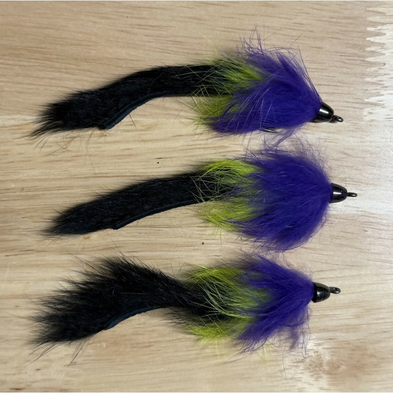 Cone Head Bunny Leech – Size 2 – Black/Chartreuse/Purple – Pack of 3