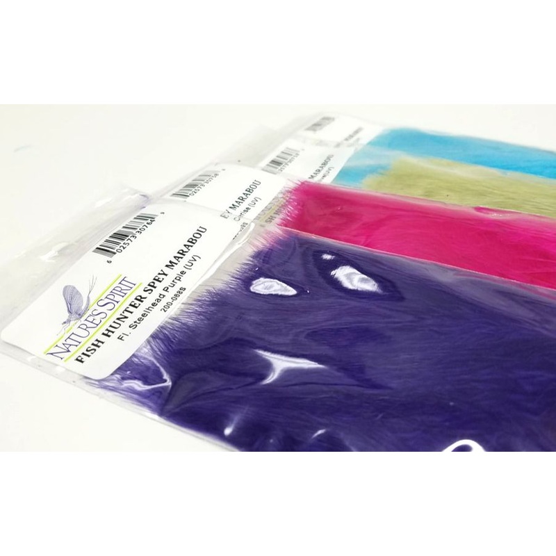 Fish Hunter Spey Marabou|Black|Burnt Orange|FL. Brilliant Blue (UV)|Fl. Fuchsia (UV)|Fl. Hot Pink (UV)|Fl. Light Pink (UV)|Fl. Lime (UV)|Fl. Melon (UV)|Fl. Primrose Cream (UV)|Fl. Silver Doc Blue (UV)|Fl. Steelhead Orange (UV)|Fl. Steelhead Pink (UV)|Fl.