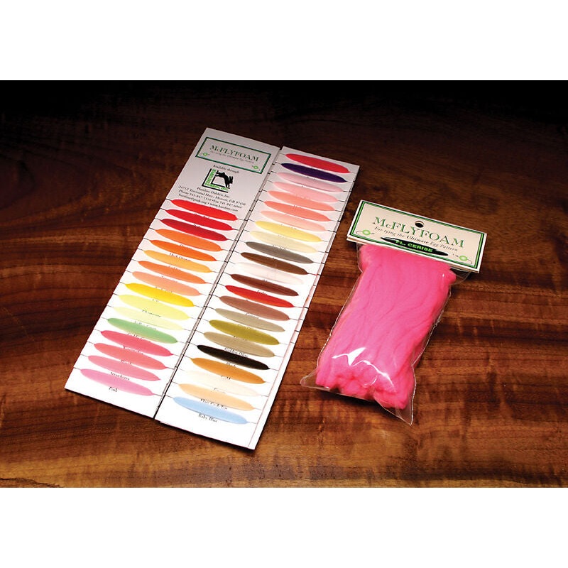 Hareline McFLYFOAM|Brite Red|Chartreuse|Early Girl|Fl. Cerise|Fl. Glow Flame|Fl. Peach|Iliamna Pink|January|Orange|McCheese|Pink|Steelhead Orange|Strawberry|White|Yellow