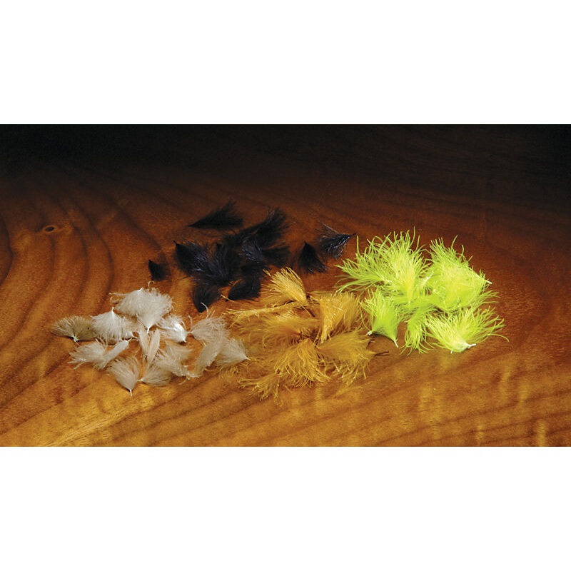 Hareline CDC Oiler Puffs|Medium Dun|PMD|Sulphur Or|White