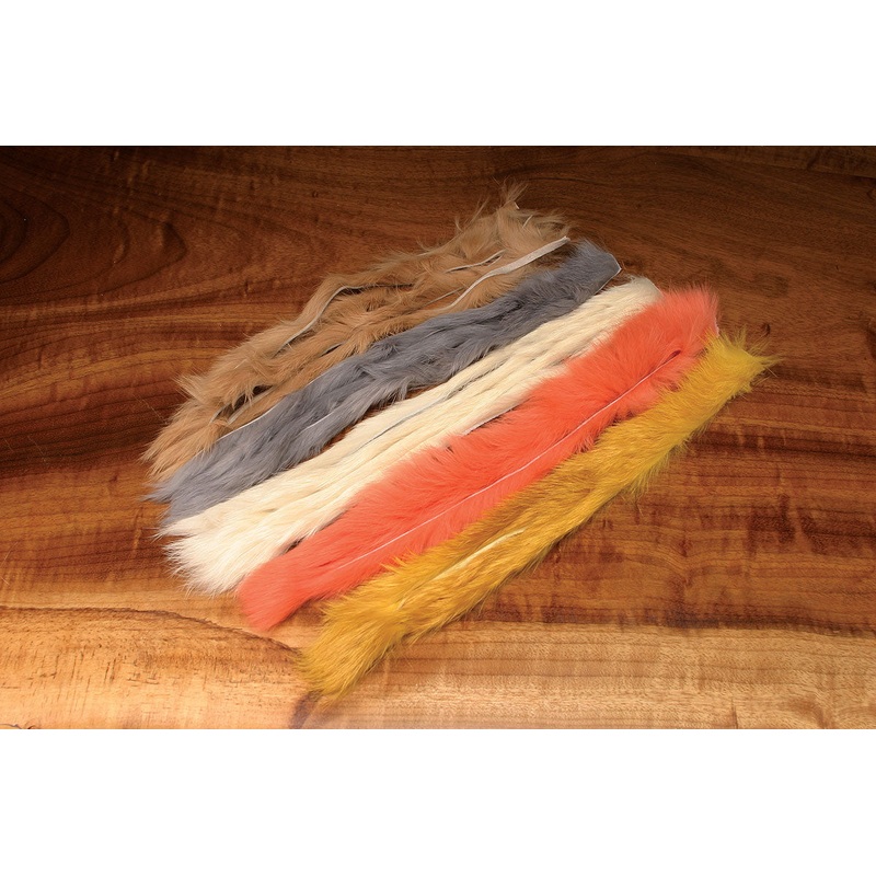 Hareline Rabbit Strips 1/8|Baby Blue|Black|Bright Purple|Brown|Burgundy|Chartreuse Green|Cherry|Coral|Crawfish Orange|Flesh|Fl. Flame|Fl. Fuchsia|Fl. Orange|Fl. Pink|Fl. Sockeye Red|Fl. Yellow Chartreuse|Gold|Golden Dorado|Golden Olive|Grizzly|Light Brown
