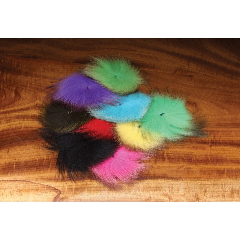 Hareline Arctic Fox Tail Hair|Black|Chartreuse|Hot Orange|Kingfisher Blue|Olive|Pink|Purple|Red|Tan|White|Yellow