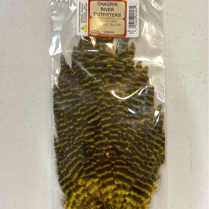 Wapsi Fly Grizzly Hen Saddles|Gold|Olive|Yellow